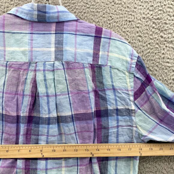 Vineyard Vines Shirt Men's XS Blue Plaid Classic Murray Linen Button Down Preppy - Picture 6 of 10